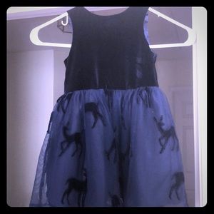 Navy Blue velour/Organza dress
